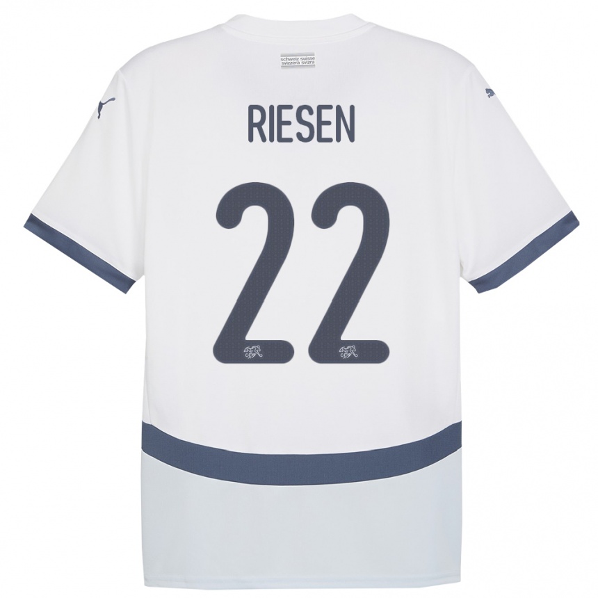 Kids Football Switzerland Nadine Riesen #22 White Away Jersey 24-26 T-Shirt Uk