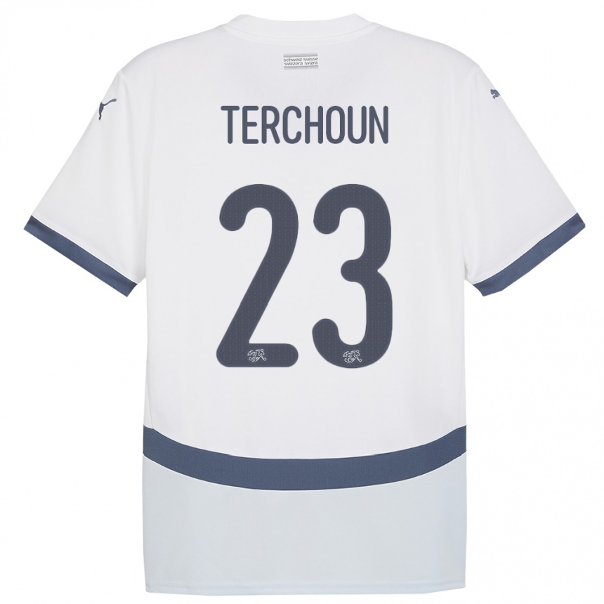 Kids Football Switzerland Meriame Terchoun #23 White Away Jersey 24-26 T-Shirt Uk