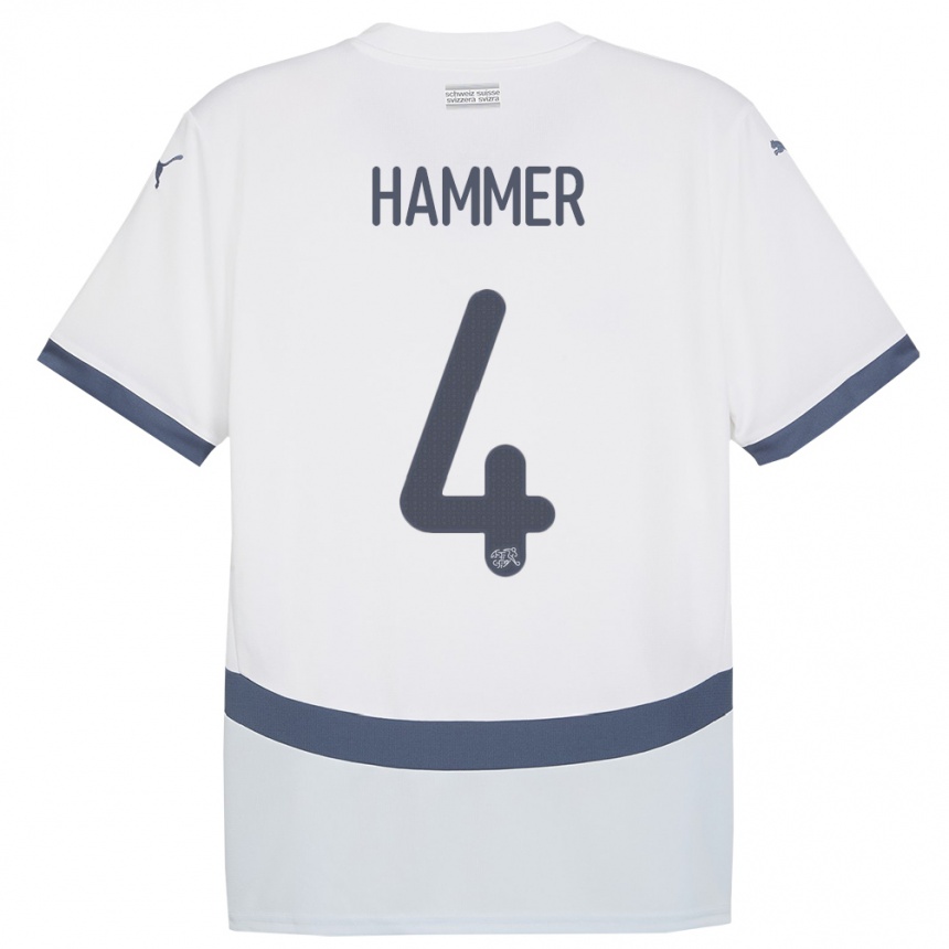 Kids Football Switzerland Pascal Hammer #4 White Away Jersey 24-26 T-Shirt Uk