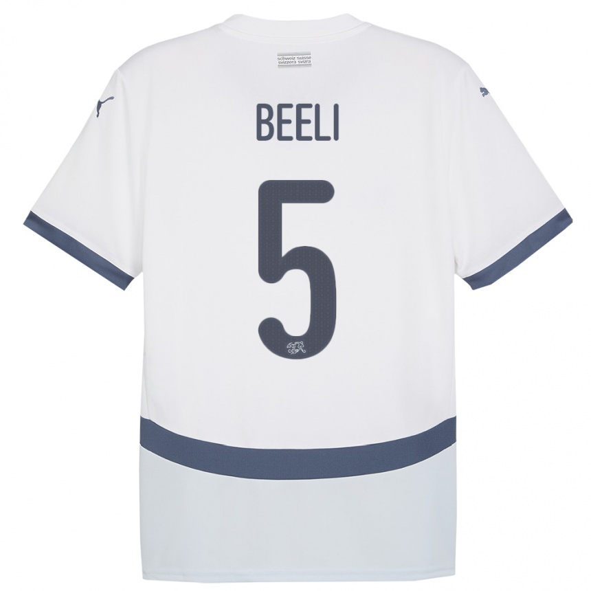 Kids Football Switzerland Mischa Beeli #5 White Away Jersey 24-26 T-Shirt Uk