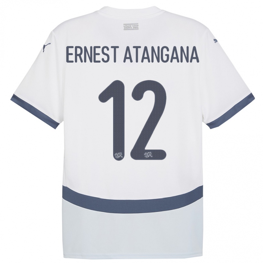 Kids Football Switzerland Brian Ernest Atangana #12 White Away Jersey 24-26 T-Shirt Uk