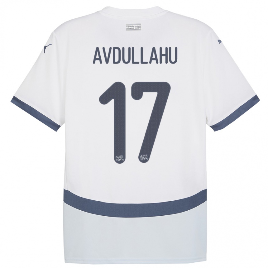 Kids Football Switzerland Leon Avdullahu #17 White Away Jersey 24-26 T-Shirt Uk