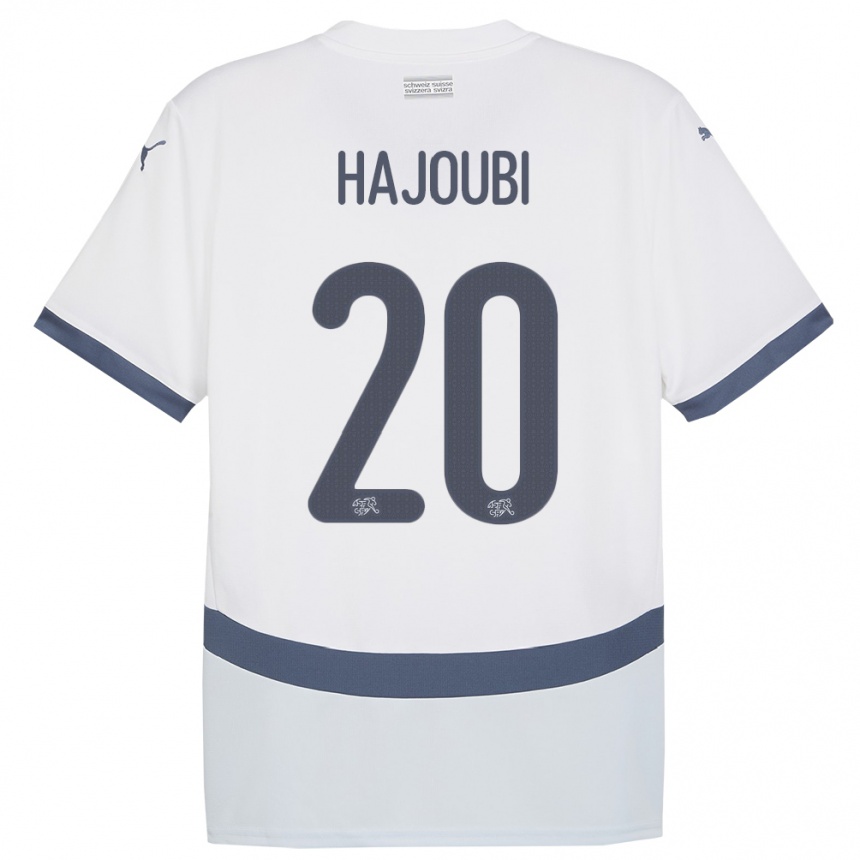 Kids Football Switzerland Amin Hajoubi #20 White Away Jersey 24-26 T-Shirt Uk