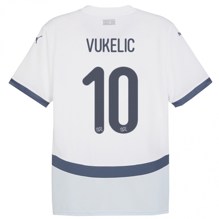 Kids Football Switzerland Mile Vukelic #10 White Away Jersey 24-26 T-Shirt Uk