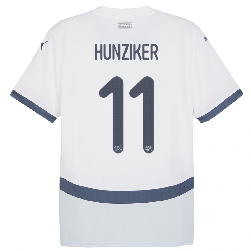 Kids Football Switzerland Andrin Hunziker #11 White Away Jersey 24-26 T-Shirt Uk