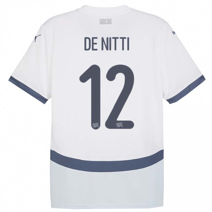 Kids Football Switzerland Gianni De Nitti #12 White Away Jersey 24-26 T-Shirt Uk