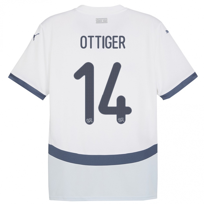 Kids Football Switzerland Severin Ottiger #14 White Away Jersey 24-26 T-Shirt Uk