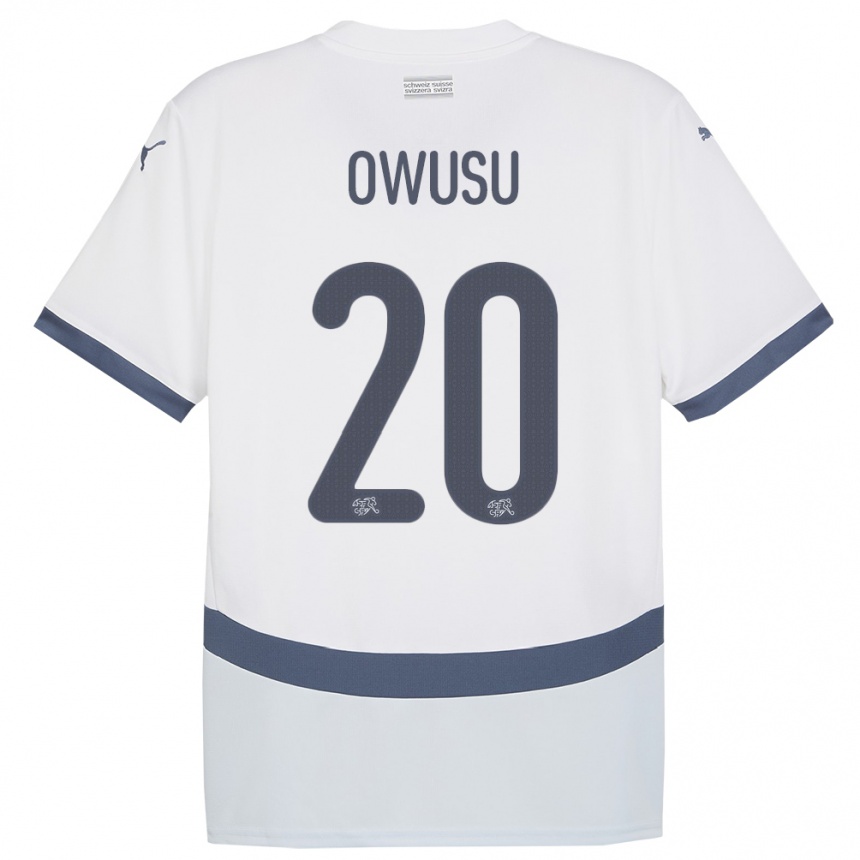 Kids Football Switzerland Tyron Owusu #20 White Away Jersey 24-26 T-Shirt Uk