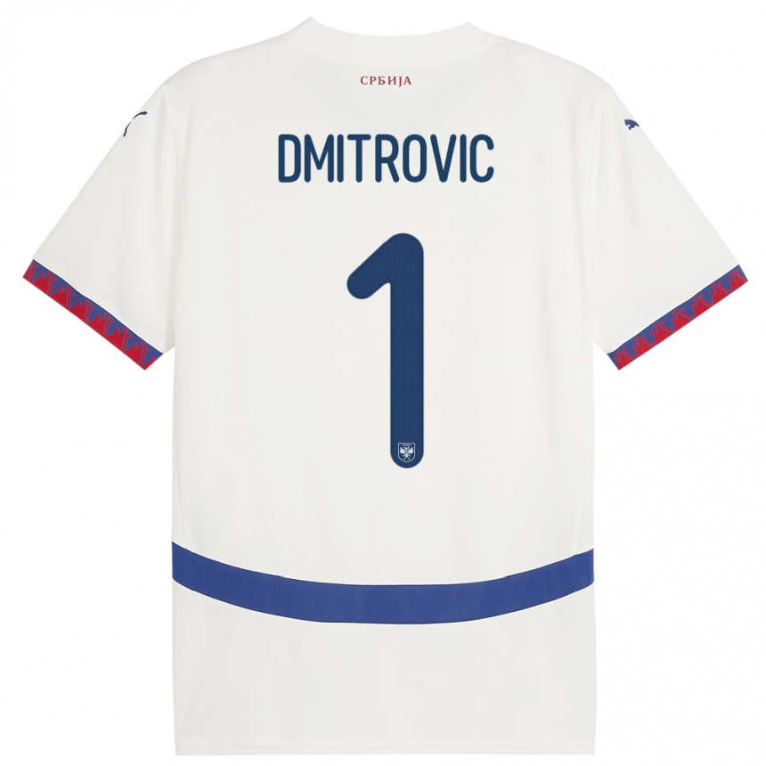 Kids Football Serbia Marko Dmitrovic #1 White Away Jersey 24-26 T-Shirt Uk