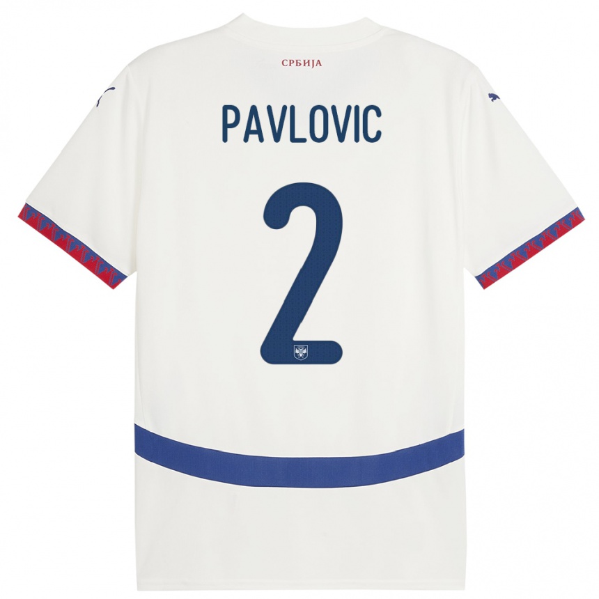 Kids Football Serbia Strahinja Pavlovic #2 White Away Jersey 24-26 T-Shirt Uk