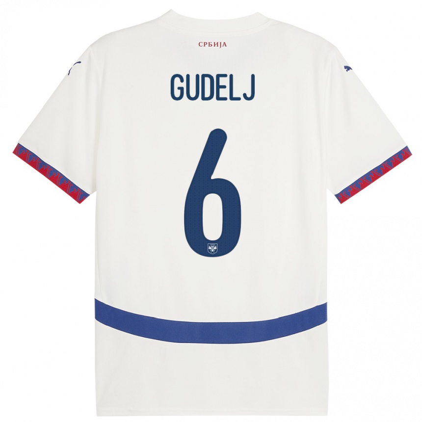 Kids Football Serbia Nemanja Gudelj #6 White Away Jersey 24-26 T-Shirt Uk