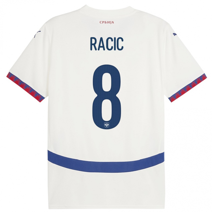 Kids Football Serbia Uros Racic #8 White Away Jersey 24-26 T-Shirt Uk