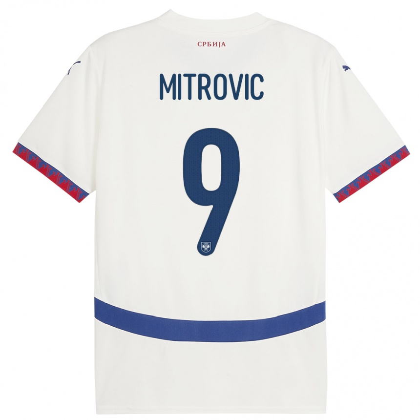 Kids Football Serbia Aleksandar Mitrovic #9 White Away Jersey 24-26 T-Shirt Uk