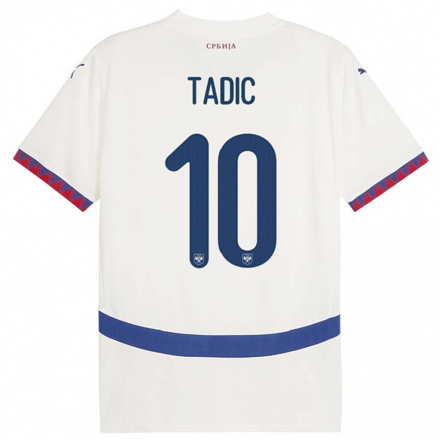 Kids Football Serbia Dusan Tadic #10 White Away Jersey 24-26 T-Shirt Uk