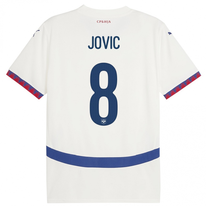 Kids Football Serbia Luka Jovic #8 White Away Jersey 24-26 T-Shirt Uk