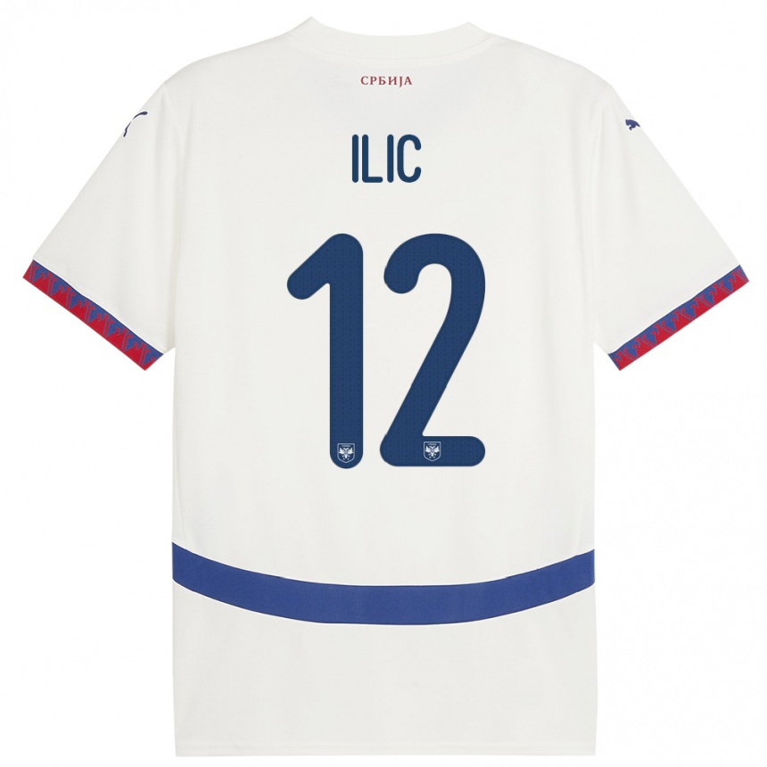 Kids Football Serbia Marko Ilic #12 White Away Jersey 24-26 T-Shirt Uk