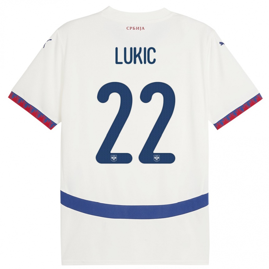 Kids Football Serbia Sasa Lukic #22 White Away Jersey 24-26 T-Shirt Uk