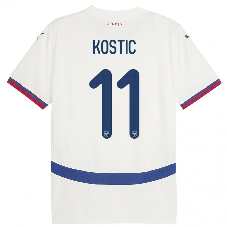 Kids Football Serbia Filip Kostic #11 White Away Jersey 24-26 T-Shirt Uk