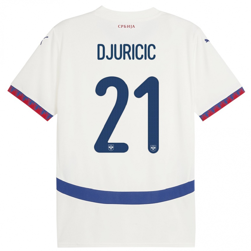 Kids Football Serbia Filip Djuricic #21 White Away Jersey 24-26 T-Shirt Uk