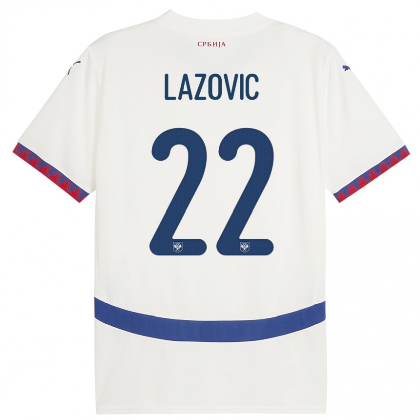 Kids Football Serbia Darko Lazovic #22 White Away Jersey 24-26 T-Shirt Uk