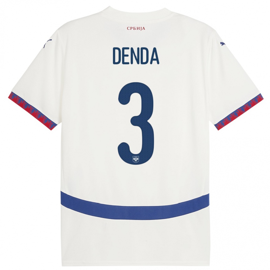 Kids Football Serbia Milica Denda #3 White Away Jersey 24-26 T-Shirt Uk