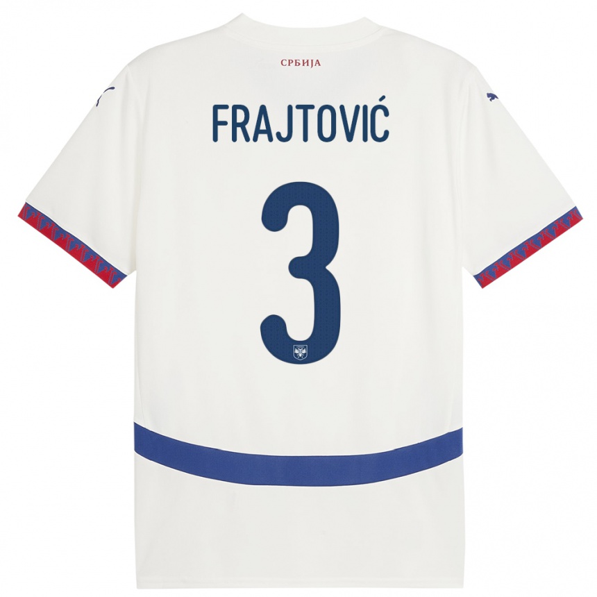 Kids Football Serbia Andela Frajtovic #3 White Away Jersey 24-26 T-Shirt Uk