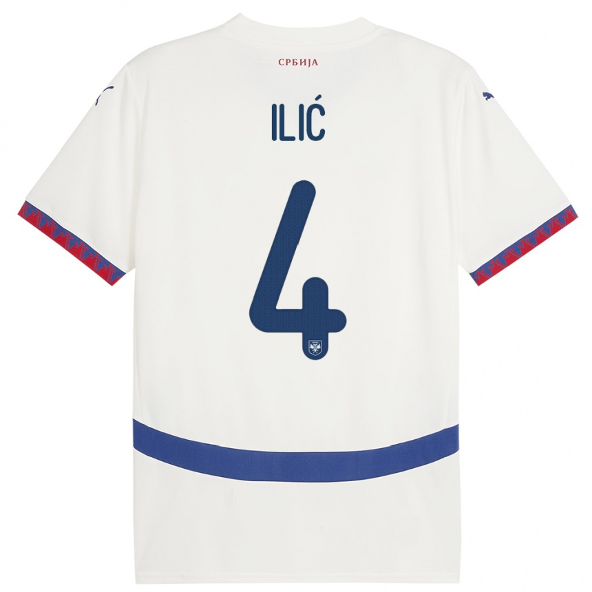 Kids Football Serbia Marija Ilic #4 White Away Jersey 24-26 T-Shirt Uk