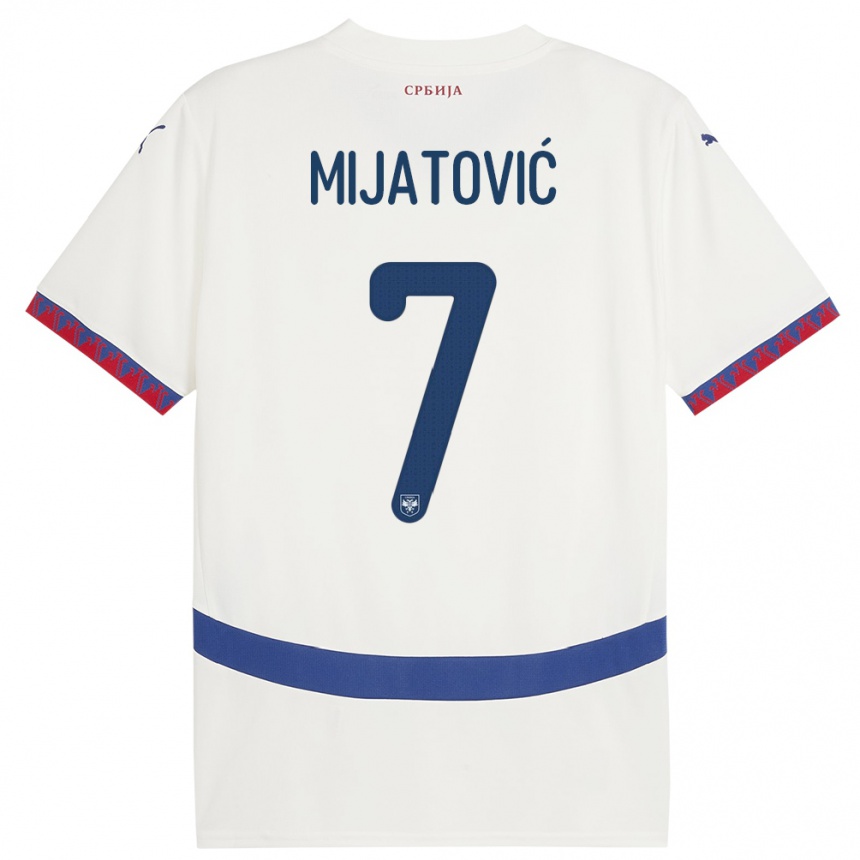 Kids Football Serbia Milica Mijatovic #7 White Away Jersey 24-26 T-Shirt Uk