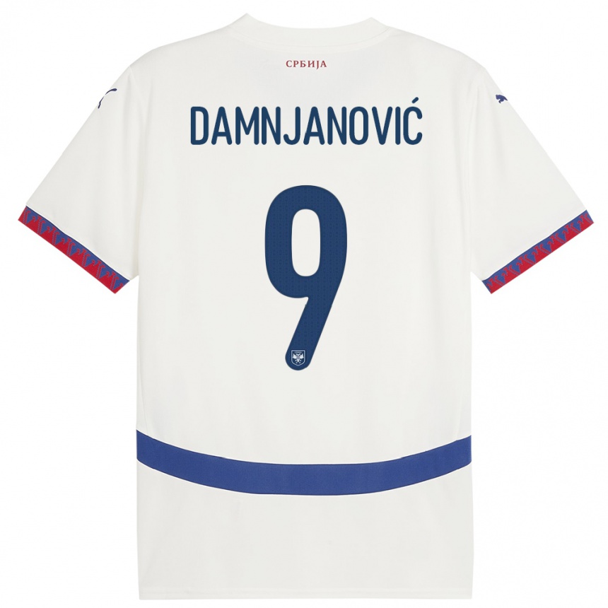 Kids Football Serbia Jovana Damnjanovic #9 White Away Jersey 24-26 T-Shirt Uk