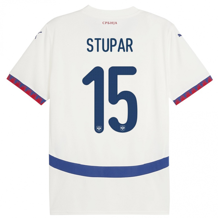 Kids Football Serbia Zivana Stupar #15 White Away Jersey 24-26 T-Shirt Uk