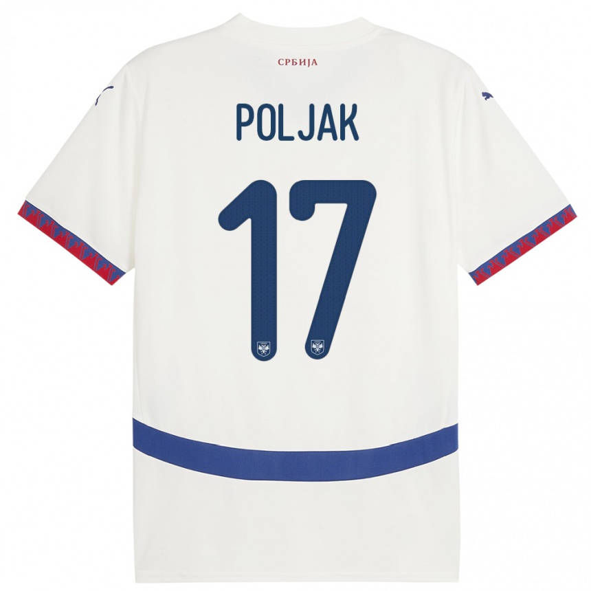 Kids Football Serbia Allegra Poljak #17 White Away Jersey 24-26 T-Shirt Uk