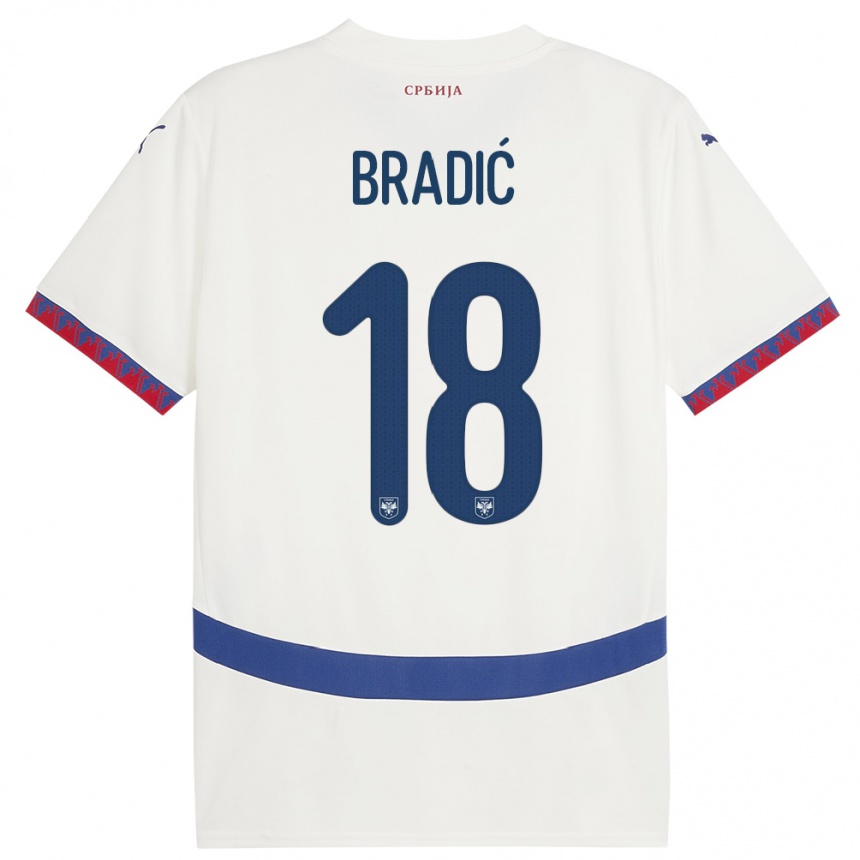 Kids Football Serbia Biljana Bradic #18 White Away Jersey 24-26 T-Shirt Uk