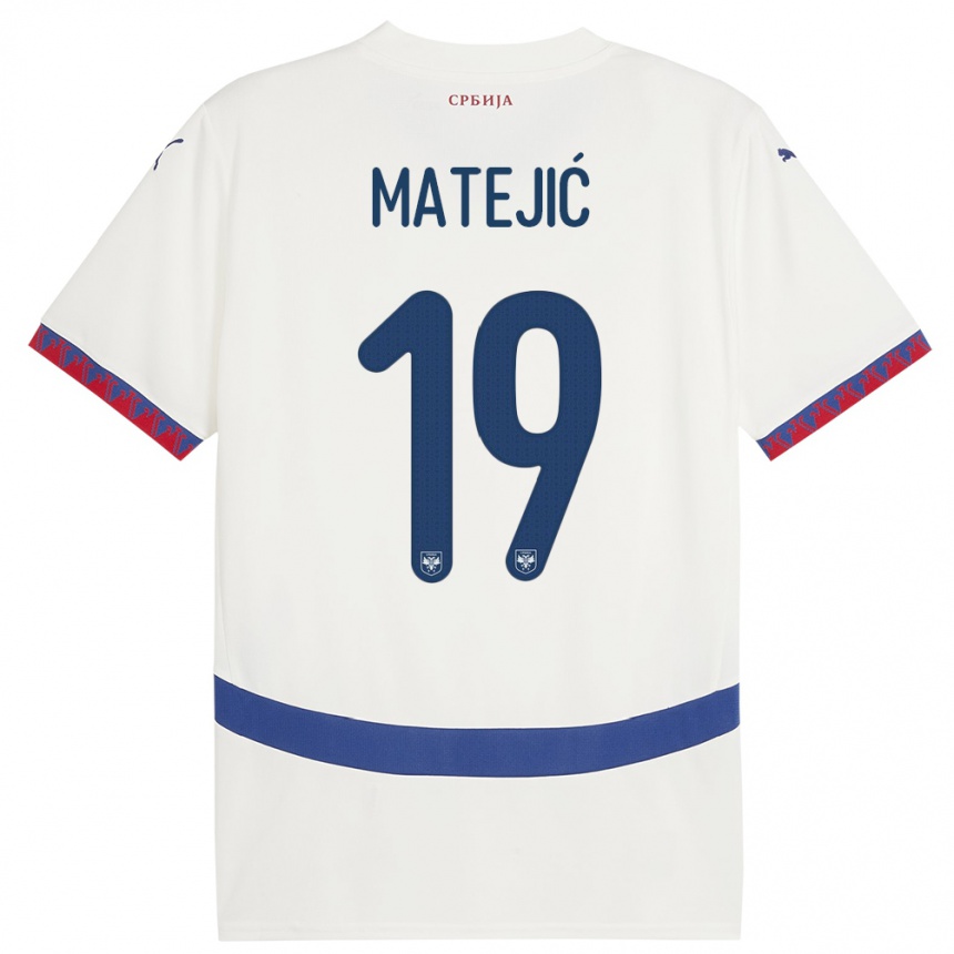 Kids Football Serbia Nina Matejic #19 White Away Jersey 24-26 T-Shirt Uk