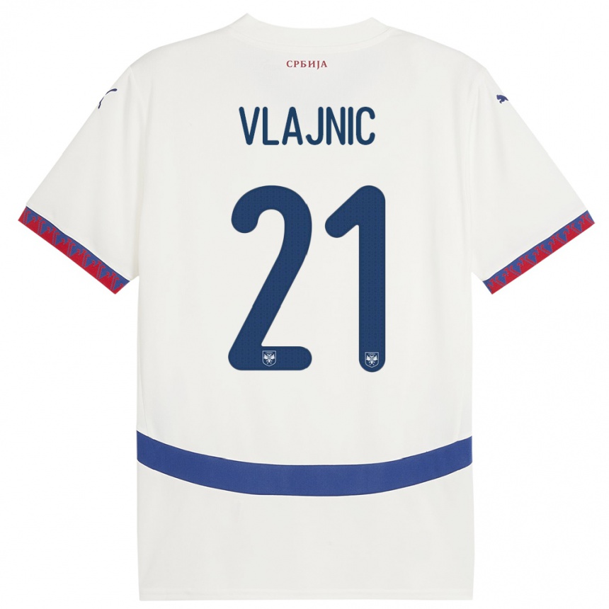 Kids Football Serbia Tyla Jay Vlajnic #21 White Away Jersey 24-26 T-Shirt Uk