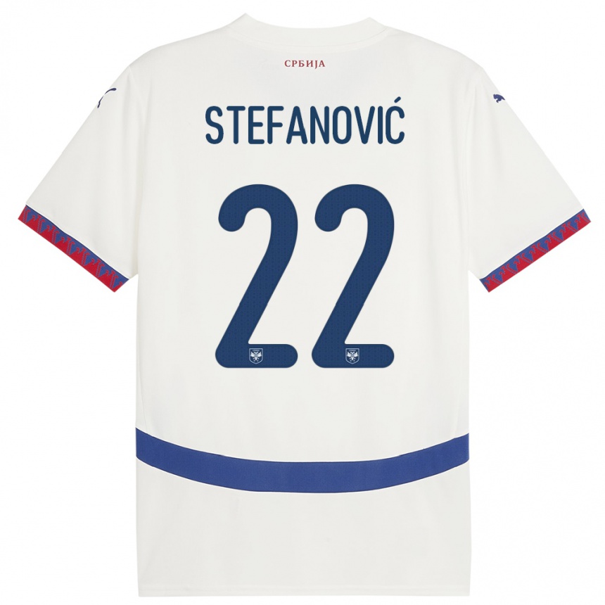 Kids Football Serbia Dejana Stefanovic #22 White Away Jersey 24-26 T-Shirt Uk