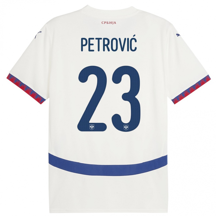 Kids Football Serbia Jovana Petrovic #23 White Away Jersey 24-26 T-Shirt Uk