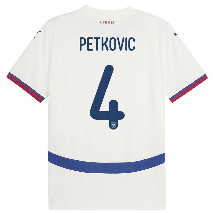 Kids Football Serbia Nikola Petkovic #4 White Away Jersey 24-26 T-Shirt Uk