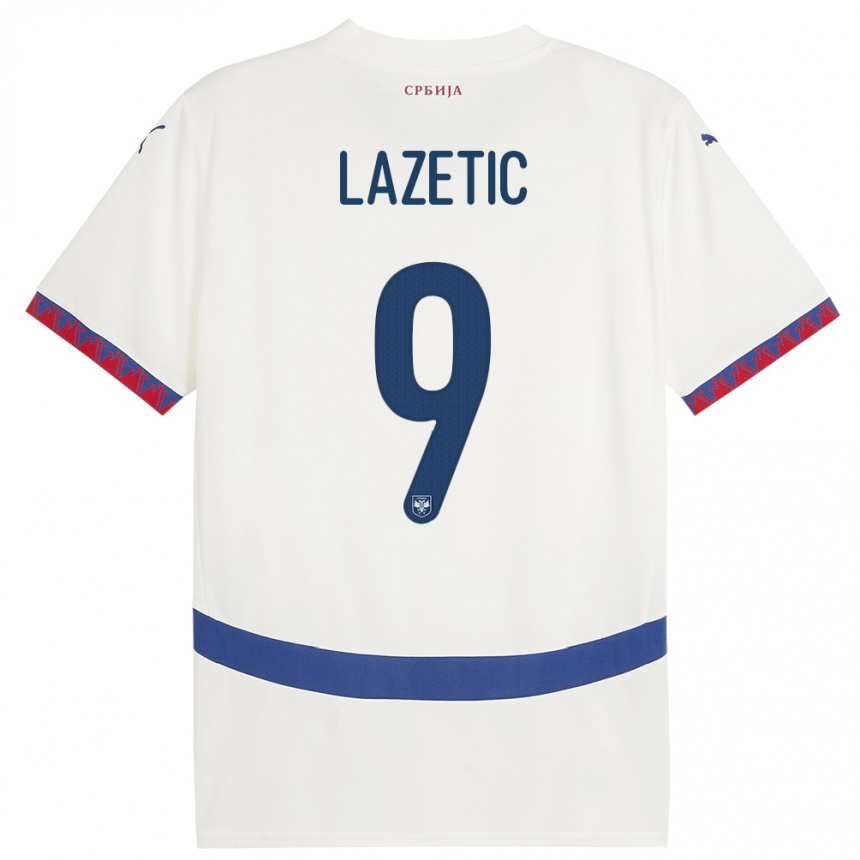 Kids Football Serbia Marko Lazetic #9 White Away Jersey 24-26 T-Shirt Uk