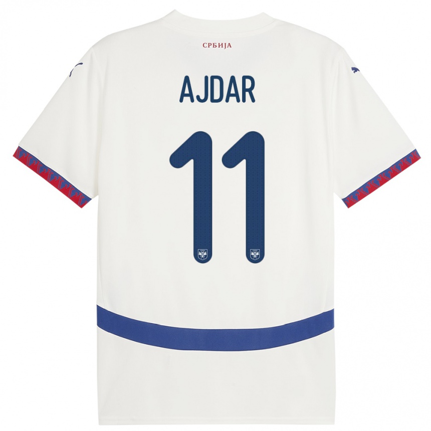 Kids Football Serbia Ognjen Ajdar #11 White Away Jersey 24-26 T-Shirt Uk