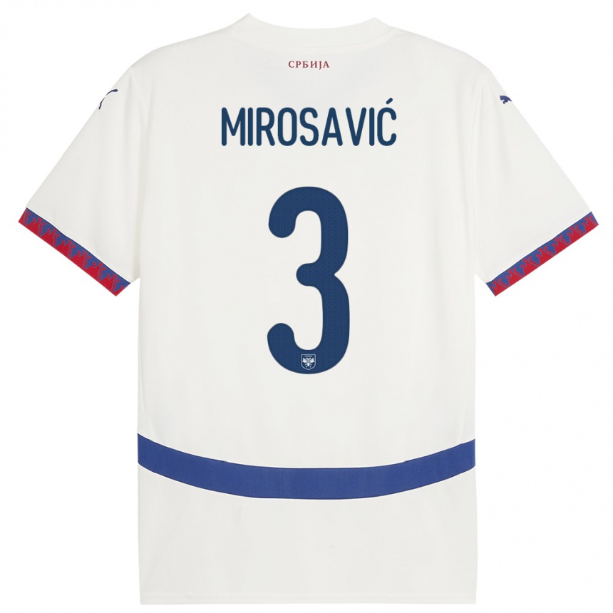 Kids Football Serbia Veljko Mirosavic #3 White Away Jersey 24-26 T-Shirt Uk