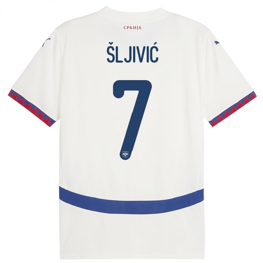 Kids Football Serbia Jovan Sljivic #7 White Away Jersey 24-26 T-Shirt Uk