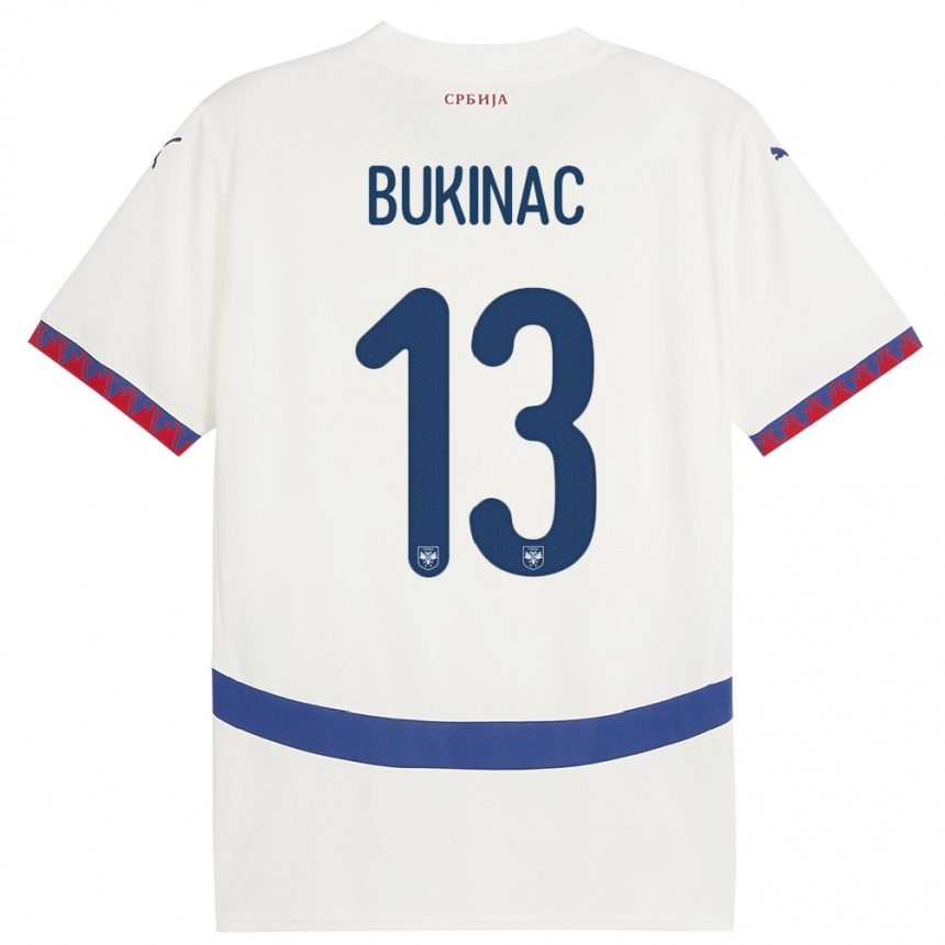 Kids Football Serbia Stefan Bukinac #13 White Away Jersey 24-26 T-Shirt Uk