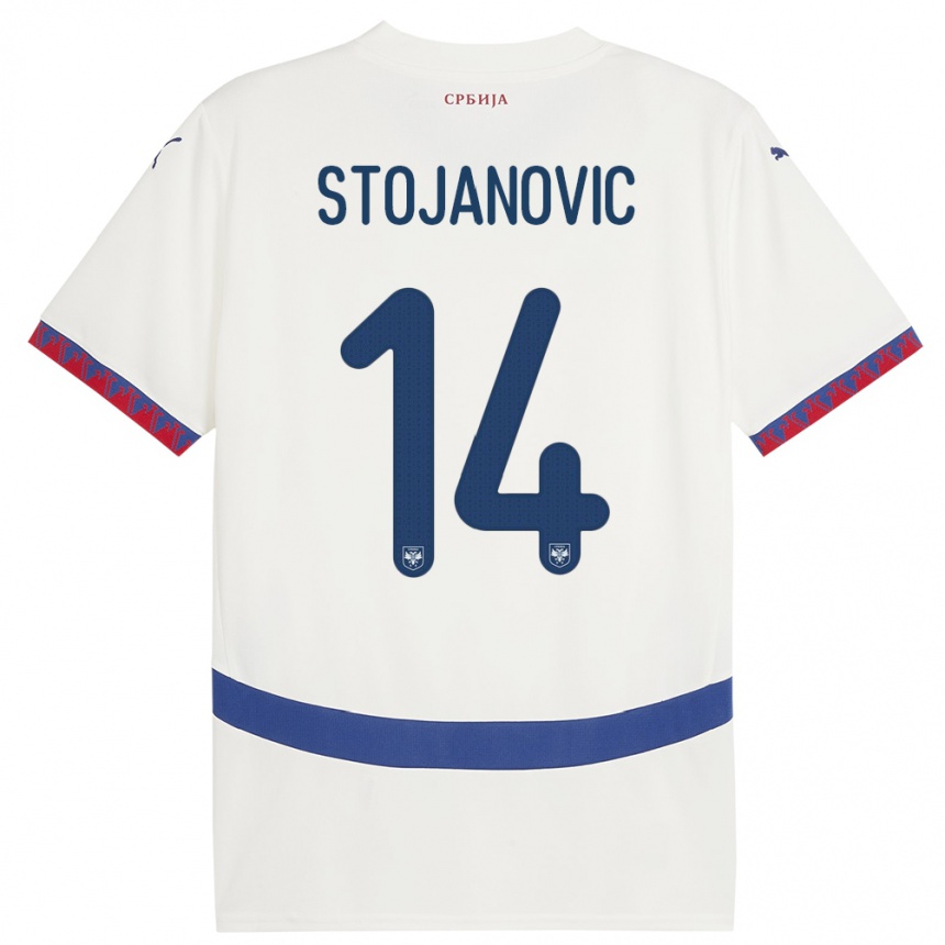 Kids Football Serbia Matija Stojanovic #14 White Away Jersey 24-26 T-Shirt Uk