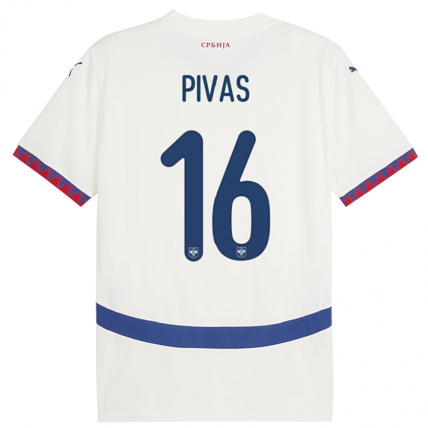 Kids Football Serbia Miodrag Pivas #16 White Away Jersey 24-26 T-Shirt Uk