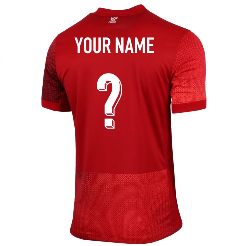 Kids Football Poland Your Name #0 Red Away Jersey 24-26 T-Shirt Uk