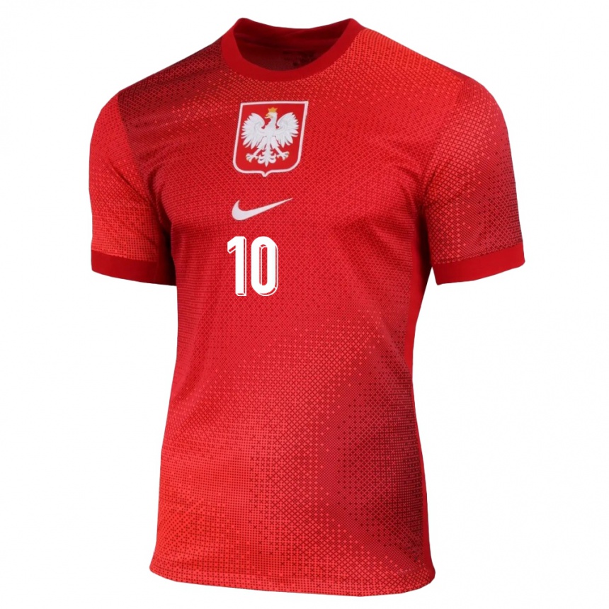 Kids Football Poland Mateusz Skoczylas #10 Red Away Jersey 24-26 T-Shirt Uk