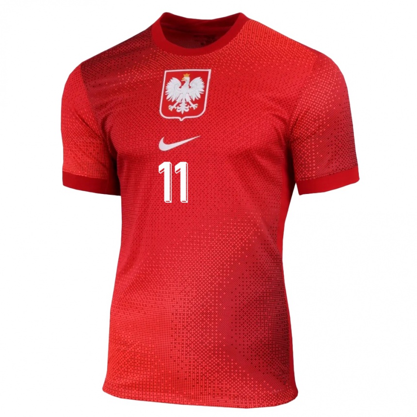 Kids Football Poland Krzysztof Kolanko #11 Red Away Jersey 24-26 T-Shirt Uk