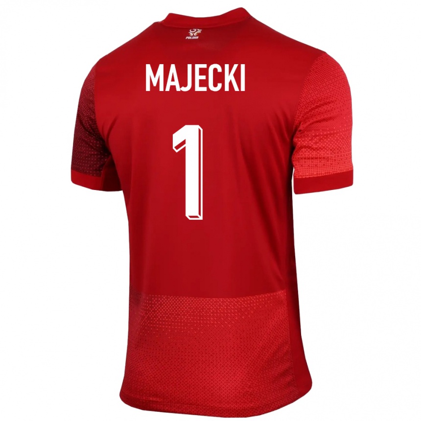 Kids Football Poland Radoslaw Majecki #1 Red Away Jersey 24-26 T-Shirt Uk