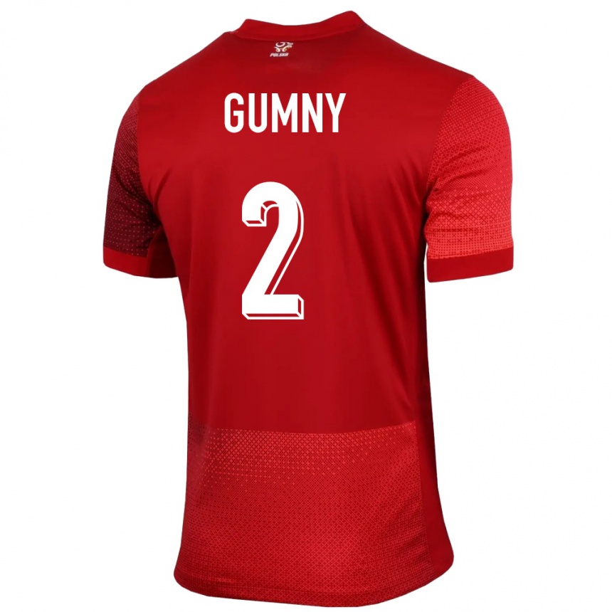 Kids Football Poland Robert Gumny #2 Red Away Jersey 24-26 T-Shirt Uk