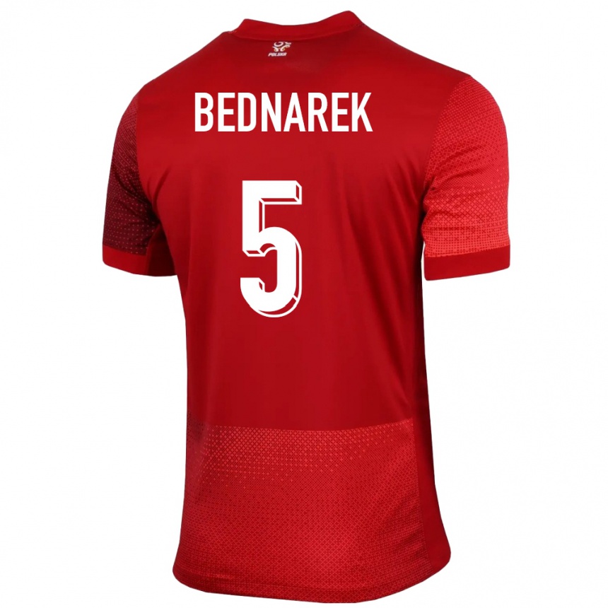 Kids Football Poland Jan Bednarek #5 Red Away Jersey 24-26 T-Shirt Uk